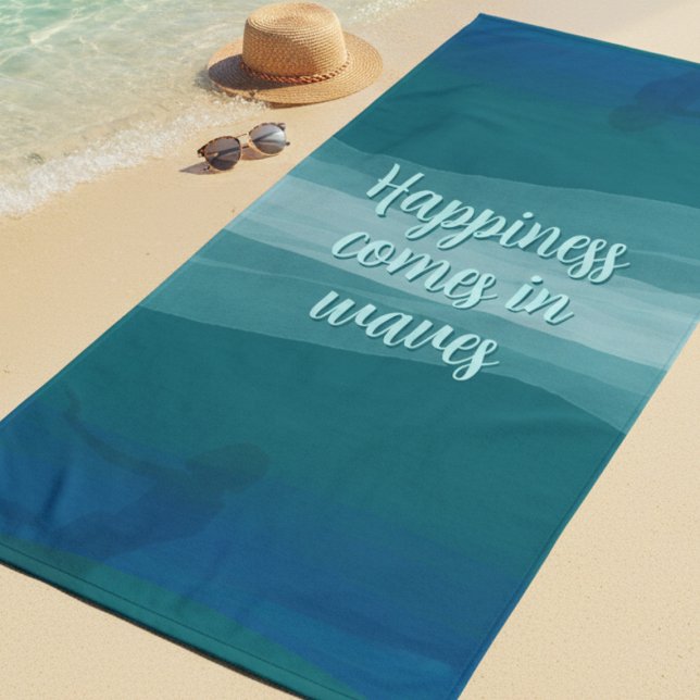 Banho Toalha Banheira das Ondas de Aquarela Teal (This soft, vibrant towel is perfect for your seaside adventures or simply dreaming of them.)
