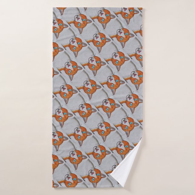 Banho Toalha de gato laranja e branco (Toalha de Banho)