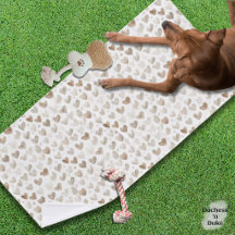Toalha para Pet Bege Suave com Padrão de Coração e