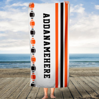 Banho Toalha Personalizada de Futebol Black Orange Strip
