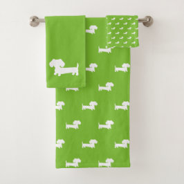 Banho Verde Brilhante Dachshund 3 partes Toalha