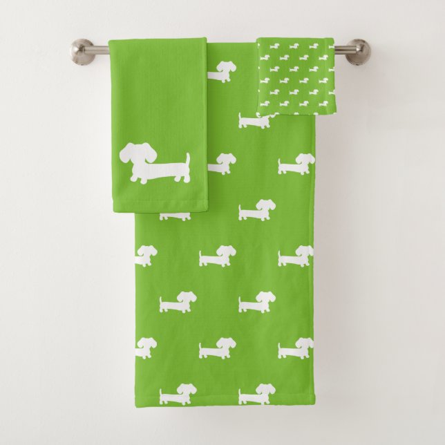 Banho Verde Brilhante Dachshund 3 partes Toalha (Insitu)