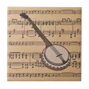 Banjo com fundo da partitura