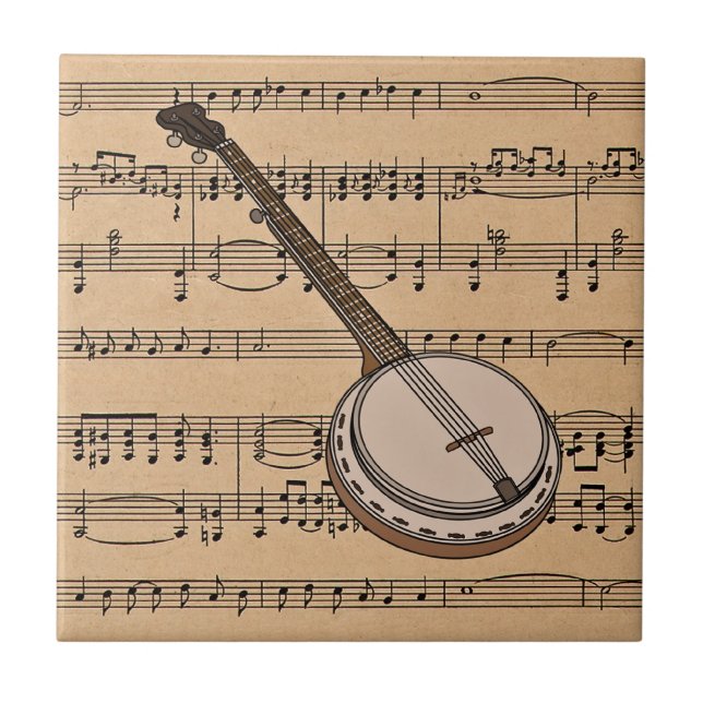 Banjo com pano de fundo de música (Frente)