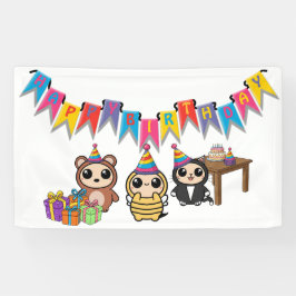 Banner Adorável de Aniversário de Animais | Peça p