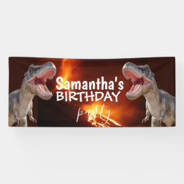 Banner Branco da Rapariga do Dinossauro T Rexs