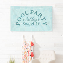 Banner da Festa de Piscina de 16 de Verão