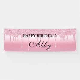 Banner de Aniversário com Glitter Driblado Rosa Pe