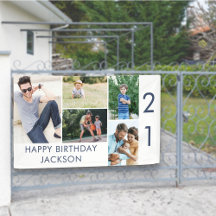 Banner de aniversário de 21 anos de Colagem de Fot