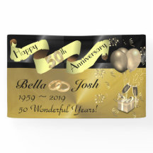 Banner de Aniversário de Casamento de 50 anos Feli