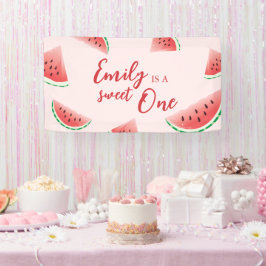 Banner de aniversário de uma melancia doce