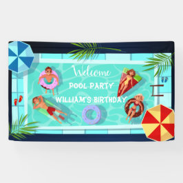 Banner de Aniversário do Partido Piscina de Boas-v