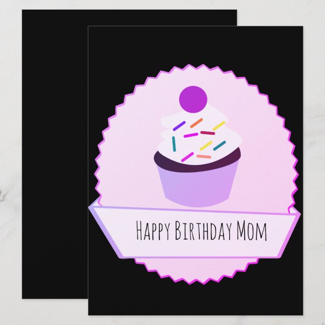 Banner de Aniversário Feliz Neon Cupcake (Frente/Verso)