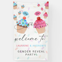 Banner de Boas-vindas do cupcake Gênero Revelação