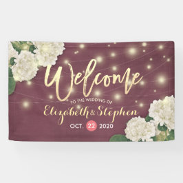 Banner de boas-vindas Hydrangea String Luzes Verme