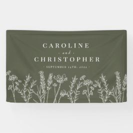 Banner de Casamento de Flor Selvagem Laranja Queim