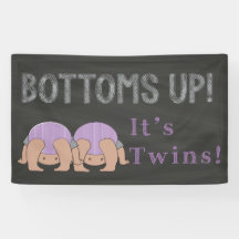 Banner de Chá de fraldas Twins para Cima