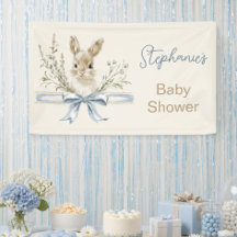 Banner de Chás de Bebê Coelhinho Flores Silvestres