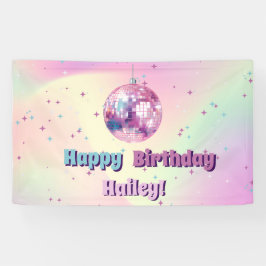 Banner de Festa de aniversário do Disco Rosa