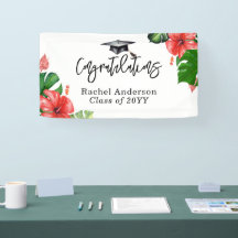 Banner de Graduação Tropical Monstera Vibrante