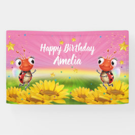 Banner de vinil Ladybug Birthday de 5' x 3' person