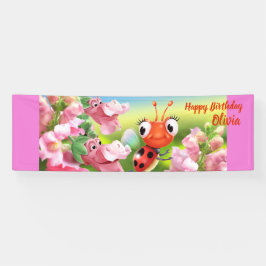 Banner de vinil Ladybug Birthday de 8' x 2,5' pers