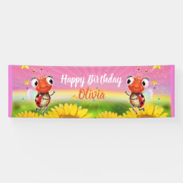 Banner de vinil Ladybug Birthday de 8' x 2,5' pers