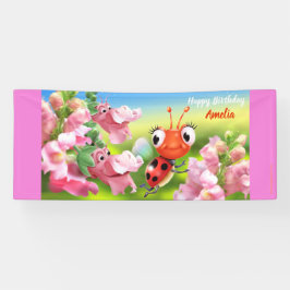 Banner de vinil Ladybug de 6' x 2,5' personalizado