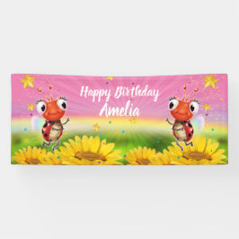 Banner de vinil Ladybug de 6' x 2,5' personalizado