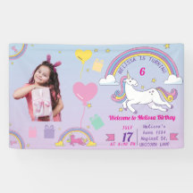 Banner do Unicorn Birthday Vinyl - Nome e Foto Per
