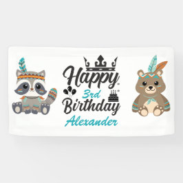 Banner "Feliz Aniversário" de Animais da Floresta