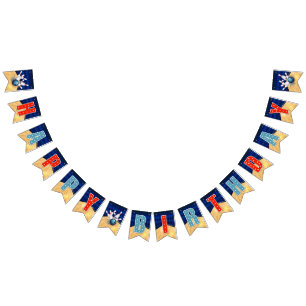 Banner Feliz de Aniversário da boliche - Bandeiras