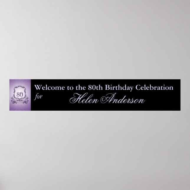 Banner Personalizado de Aniversário 80 Poster de 6 (Frente)