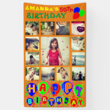 Banner personalizado de colagem de fotos de aniver