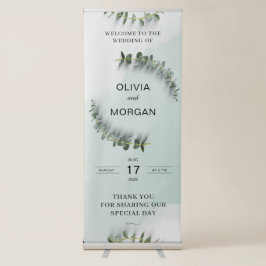 Banner Retratável de Casamento Verde e Branco