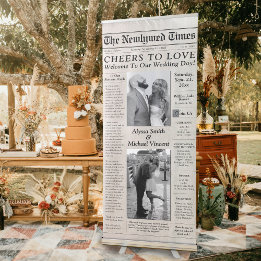 Banner Retrátil Boas-vindas ao casamento de fotos do tema do jorna