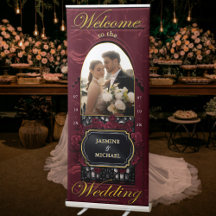 Casamento Burgundy e Dourado com Letreiro - Foto d