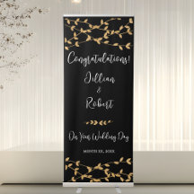 Casamento Elegante Preto e Branco com Folhas de Ou