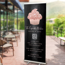 Código QR de Cupcake com Brilho em Rose Gold em Pa