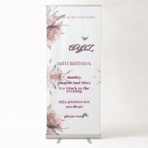 Elegante Cumprir 18 Anos Floral Cor-de-Rosa