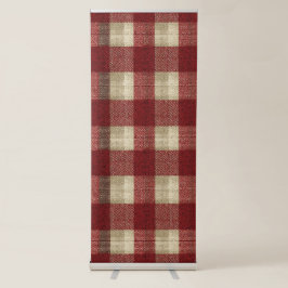 Banner Retrátil Elegante Xadrez Burgundy Marfim Ferrugem Vermelho