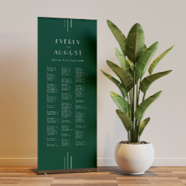 Banner Retrátil EVERLY Art Deco Emerald Wedding Seating Chart