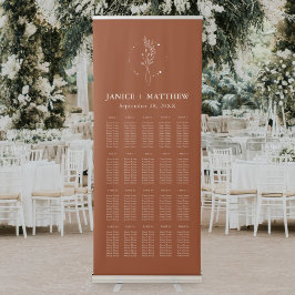 Banner Retrátil Gráfico de Assentos de Casamento Boho Laranja Quei