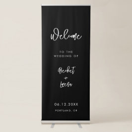Banner Retrátil Negro minimalista moderno Bem-vindo ao nosso casam