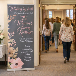 Banner Retrátil Primavera das mulheres retraem cristão-rosa-silves