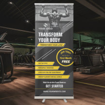 Promocional de Workout do Logotipo Preto e Amarelo