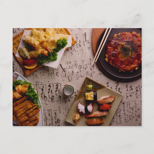 BANQUETE DE COMIDA JAPONESA DE CARTÃO POSTAL (Frente)