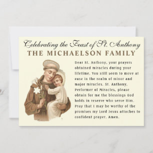 Banquete de Rua. Cartão de Oração Católico Anthony