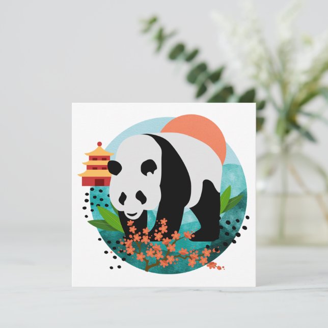 BAO SHI - Panda - cartões de nota simples - detalh (Em pé/Frente)