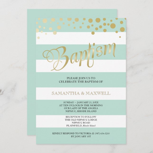 BAPTISM Convite Gênero Neutro - Gêmeos (Frente/Verso)